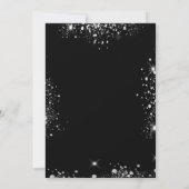 Zwarte witte roze floralen zilverglitter bruiloft kaart (Achterkant)