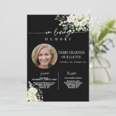 Zwarte witte Rozen begrafenis herdenkingsdienst fo Kaart (Staand voorkant)