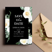 Zwarte witte Rozen bruiloft Save the Date Kaart