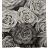 Zwarte witte rozen douchegordijn (Voorkant)