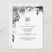 Zwarte Witte Rozen Goth Gedrukte of Digitale Huwel Kaart (Achterkant)