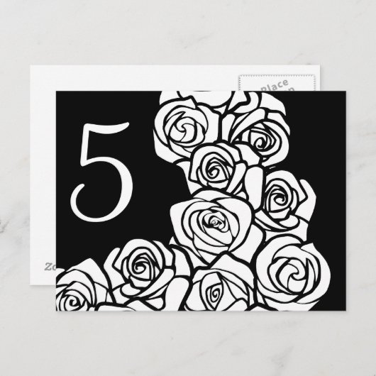  zwarte witte rozen Tabelnummer Briefkaart (Voorkant / Achterkant)