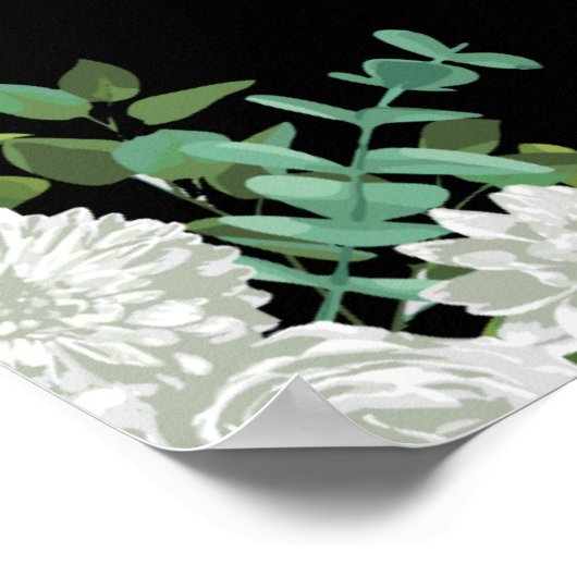 Zwarte & Witte rozenbruine bruiloft 24-zittingsgra Poster (Hoek)