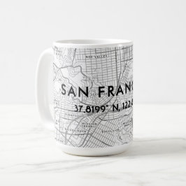 Zwarte & Witte San Francisco Kaart Aangepaste coör Koffiemok