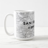 Zwarte & Witte San Francisco Kaart Aangepaste coör Koffiemok (Links)