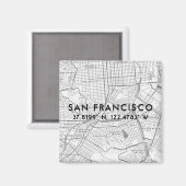 Zwarte & Witte San Francisco Kaart Aangepaste coör Magneet (Voorkant / Achterkant)