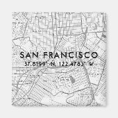 Zwarte & Witte San Francisco Kaart Aangepaste coör Magneet (Voorkant)