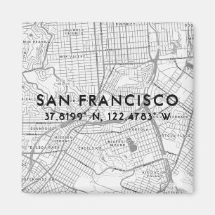 Zwarte & Witte San Francisco Kaart Aangepaste coör Magneet