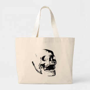 Zwarte witte schedel grote tote bag