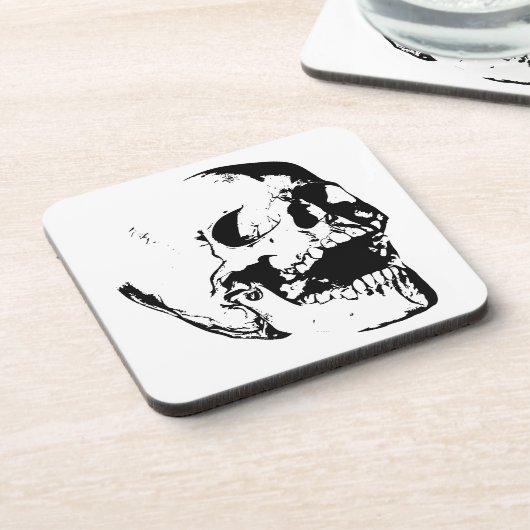 Zwarte witte schedel onderzetter (Linkerzijde)