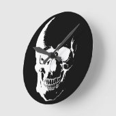 Zwarte & Witte Schedel Ronde Klok (Hoek)