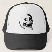 Zwarte witte schedel trucker pet (Voorkant)