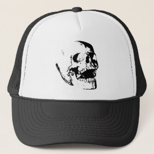 Zwarte witte schedel trucker pet