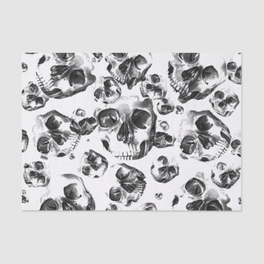 Zwarte & Witte Schedels Skelet Schedel Kunst Patro Tissuepapier (Voorkant)