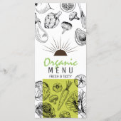 Zwarte witte schetskunst organische veganistische  menu (Achterkant)