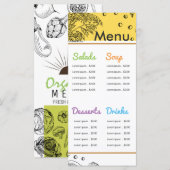 Zwarte witte schetskunst organische veganistische  menu (Voorkant / Achterkant)