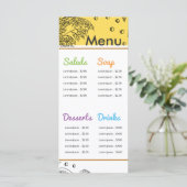 Zwarte witte schetskunst organische veganistische  menu (Staand voorkant)