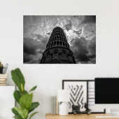 Zwarte witte scheve toren van Pisa European Travel Poster (Thuiskantoor)