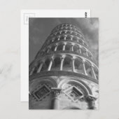 Zwarte witte scheve toren van Pisa van onder Itali Briefkaart (Voorkant / Achterkant)