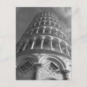 Zwarte witte scheve toren van Pisa van onder Itali Briefkaart (Voorkant)