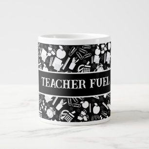 Zwarte Witte school Voorraden Patroon LeraarStuden Grote Koffiekop