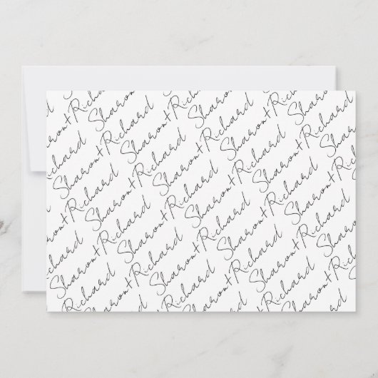 Zwarte, witte scriptkalligrafie 3 fotocollage save the date (Achterkant)