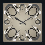 Zwarte witte sepia Art Deco Wall klok<br><div class="desc">Stijlvol kunstdeco abstract ontwerp in zwart,  wit,  grijs en sepia.</div>