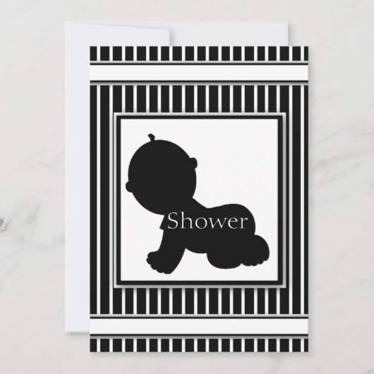 Zwarte & Witte Silhouette Baby Shower Invitations Kaart (Voorkant)