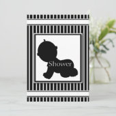 Zwarte & Witte Silhouette Baby Shower Invitations Kaart (Staand voorkant)