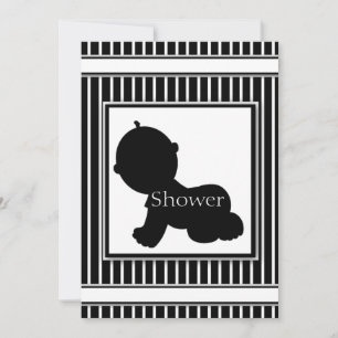 Zwarte & Witte Silhouette Baby Shower Invitations Kaart