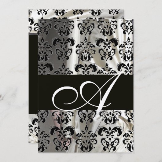 ZWARTE WITTE SILK DAMASKMONOGRAM GOLD KAART (Voorkant / Achterkant)
