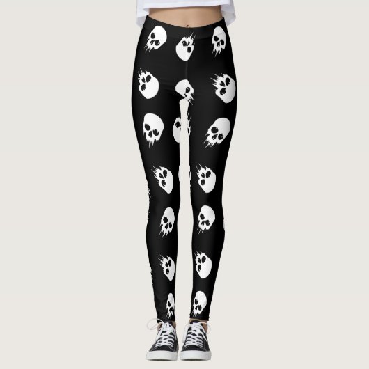 zwarte witte skelet leggings (Voorkant)