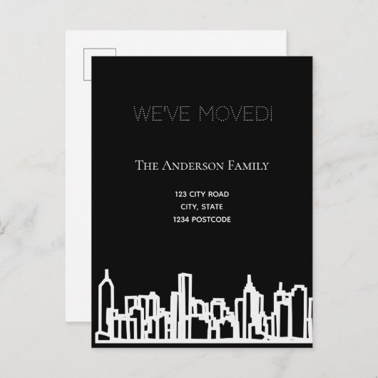 Zwarte witte skyline die we verplaatst hebben aankondigingskaart (Voorkant / Achterkant)