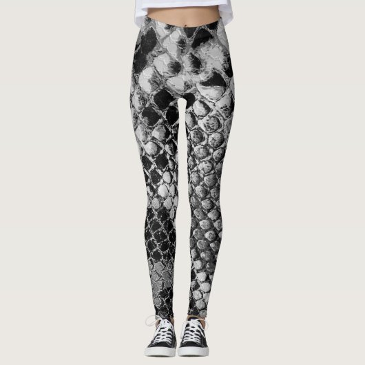 Zwarte witte slang leggings (Voorkant)