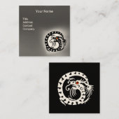 ZWARTE WITTE SNAKE DRAGON RED RUBY Grey Gemstone Vierkante Visitekaartje (Voorkant / Achterkant)