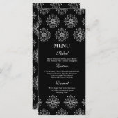 Zwarte + witte sneeuwvlokken wintertrouwmenu menu (Voorkant / Achterkant)
