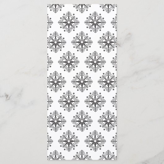 Zwarte + witte sneeuwvlokken wintertrouwmenu menu (Achterkant)