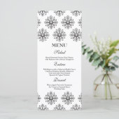 Zwarte + witte sneeuwvlokken wintertrouwmenu menu (Staand voorkant)