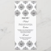 Zwarte + witte sneeuwvlokken wintertrouwmenu menu (Voorkant)