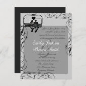 Zwarte witte snowboarders voor aangepaste bruiloft kaart (Voorkant / Achterkant)