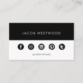 Zwarte witte sociale media moderne, eenvoudige min visitekaartje (Voorkant)