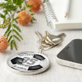 zwarte witte speler naam jongens voetbal sleutelhanger (Zijkant)