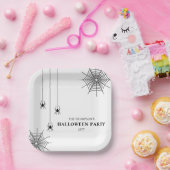 Zwarte witte spinnen en spinnenweb eenvoudige hall papieren bordje (Feest)