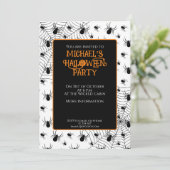 Zwarte Witte spinnen spinnenweb Halloween feest Kaart (Staand voorkant)
