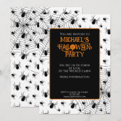 Zwarte Witte spinnen spinnenweb Halloween feest Kaart (Voorkant / Achterkant)