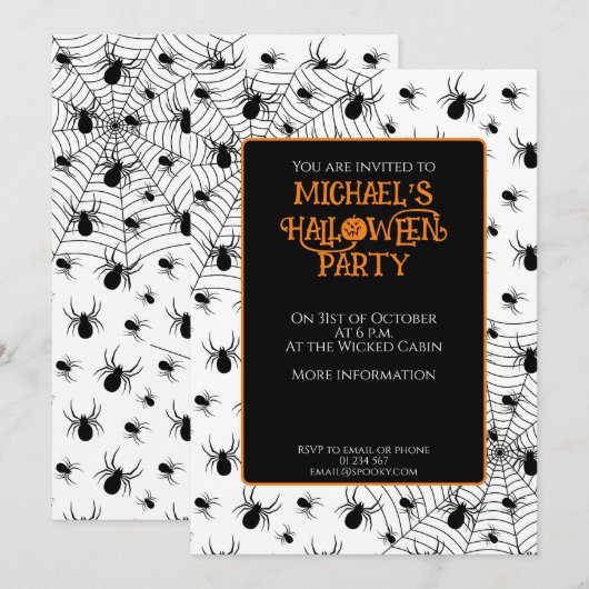 Zwarte Witte spinnen spinnenweb Halloween feest Kaart (Voorkant / Achterkant)