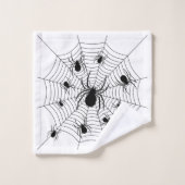 Zwarte Witte spinnen spinnenweb Halloween patroon Bad Handdoek (Wasdoekje)