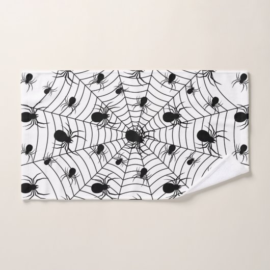 Zwarte Witte spinnen spinnenweb Halloween patroon Bad Handdoek (Handdoek)