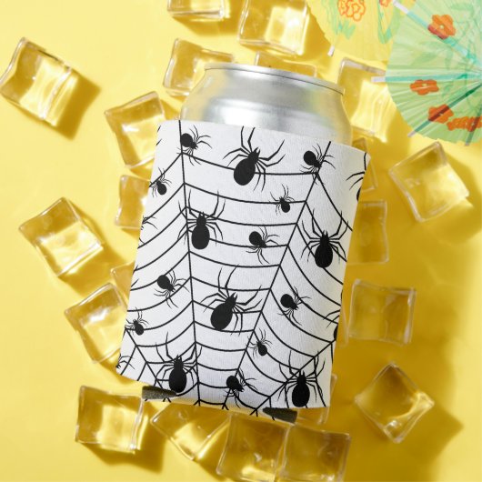 Zwarte Witte spinnen spinnenweb Halloween patroon Blikjeskoeler (Insitu Zomer)