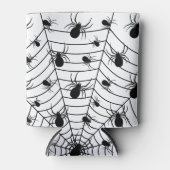 Zwarte Witte spinnen spinnenweb Halloween patroon Blikjeskoeler (Voorkant)